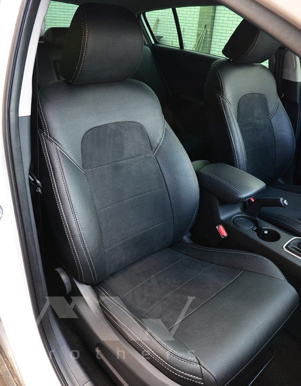 Coprisedili su misura per Hyundai Tucson 3 (TL) (2015-2021) Leather Style - Nero con cucitura grigia