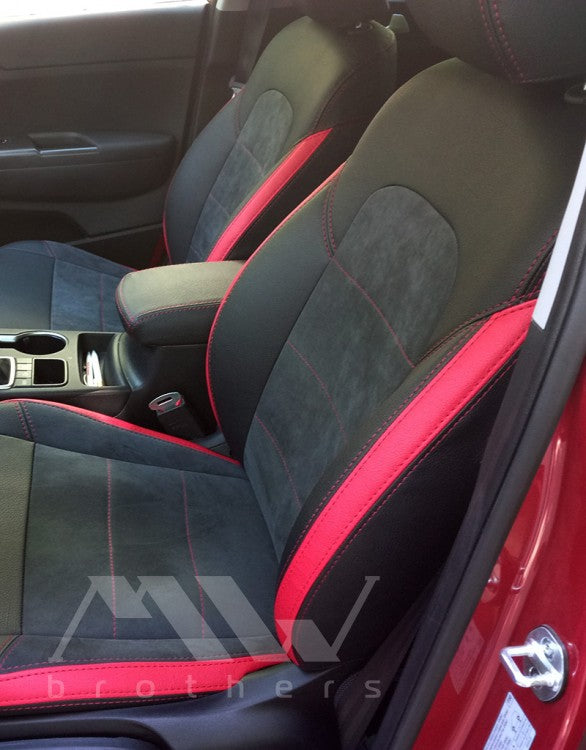 Coprisedili su misura per Hyundai Tucson 3 (TL) (2015-2021) Leather Style - Inserti rossi