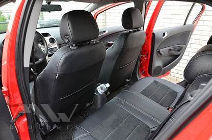 Maßgefertigte Sitzbezüge für Opel Corsa D (2006–2014), Lederoptik